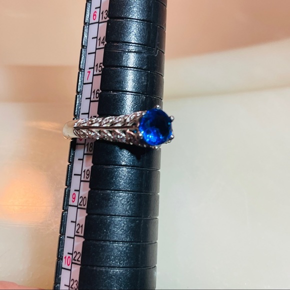 🦋Rich Deep Blue 1ctw Solitaire set High in Vintage Style Sterling Silver! - Picture 12 of 14